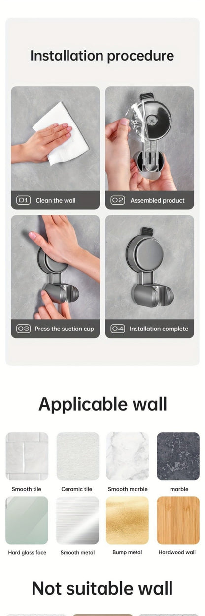 1-4PCS Suction Cup Shower Head Holder ABS Adjustable Strong Adhesive Universal Shower Head Support Reusable No Trace Waterproof