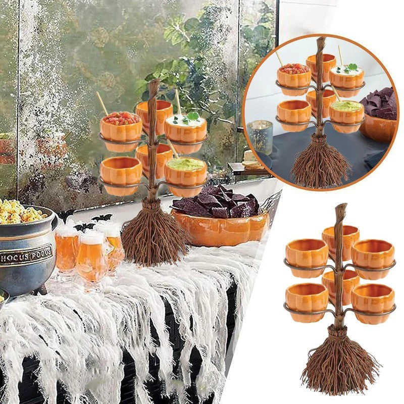 Spooky Halloween Pumpkin Snack Serving Bowl Rack for Candy Fruit and Desserts Ideal for Home Decor Gift Ideas Party Festivals