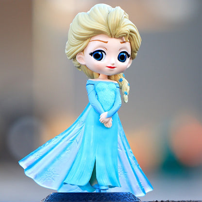 14-16cm Princesa Q Posket Branca de Neve Sereia Cinderela Bela Mulan Jasmine Sininho Aurora PVC Boneco de Ação Brinquedo Presentes para Crianças