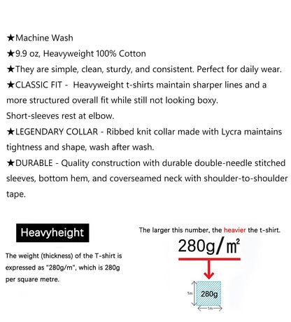 Dukeen 280g Heavyweight Long-Sleeved T-Shirt for Men 100% Cotton Shirts Oversized Solid Color Tops Plain Tees Men's Clothing