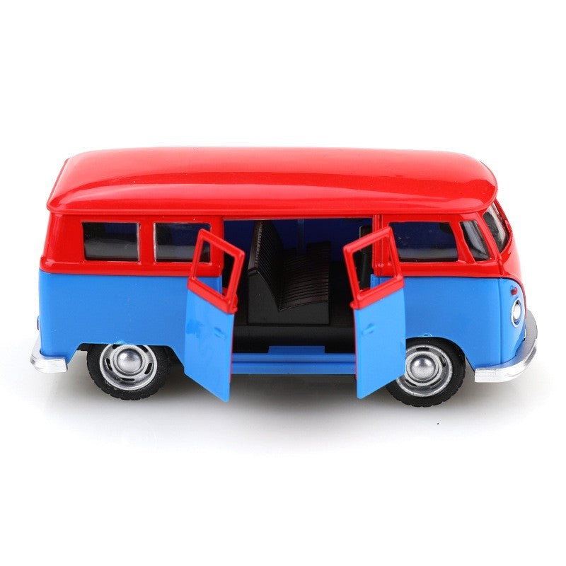 1:38 Alloy Diecast Volkswagen T1 Vintage Van Car Model Classic Pull Back Miniature Vehicle Replica For Collection Gift for Kids
