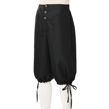 Calções de Fantasia de Pirata Calças de Pirata Calças Medievais Renascentistas Viking Cosplay com Amarração nas Costas