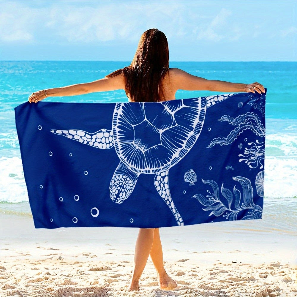 Turtle pattern beach towel, soft microfiber bath towel, suitable for outdoor travel camping beach vacation