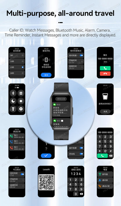 New Curved Screen Smart Watch 2025 For Health Watch Heart Rate Blood Oxygen/Pressure Sleep Monitor Sports Waterproof Smartwatch