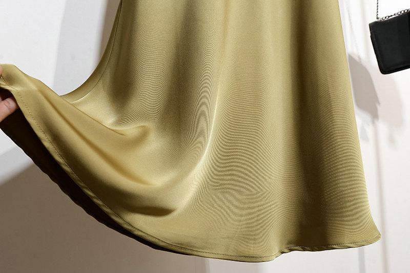 Women Satin Fishtail Skirts Fashion Streetwear Female Elastic High Waist Skirts Solid Color Summer Ladies Slim Silk A-line Skirt