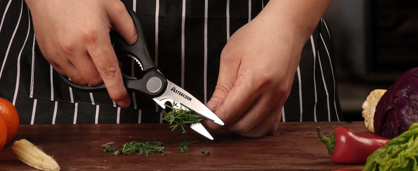 Conjunto de Facas de Cozinha Astercook com Bloco Amolador Embutido, Próprio para Lava-Louças, Conjunto de Bloco de Facas de Aço Inoxidável Alemão de 15 Peças