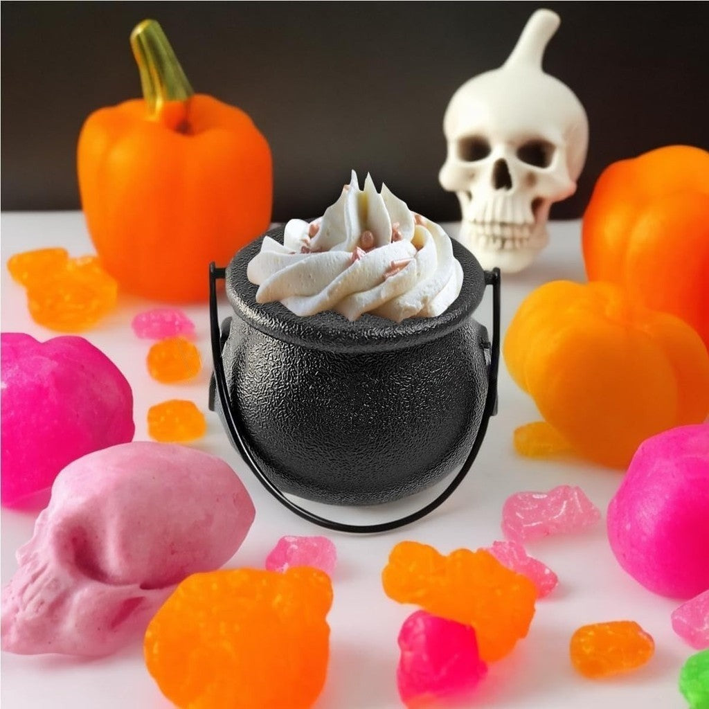 12pcs Black Cauldron with Handle, Magic Witch Cauldron Kettles Halloween Pot Candy Bowl Holder for Halloween & St. Patrick’s Day
