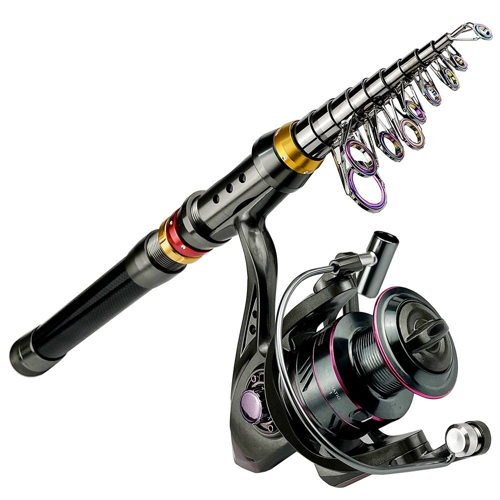 Vara de Pesca e Carretilha de Fibra de Carbono 1.8-3.6m Super Dura Vara de Pesca Telescópica Kit Carretilha de Spinning Resistência Máxima 3-8kg Pesca