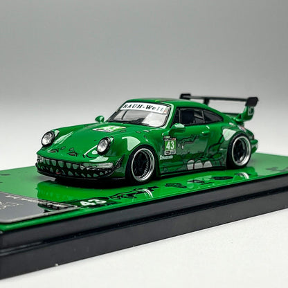 In-Stock Flame 1:64 Rwb 993 964 Pink/Green Dinosaur Paint Simulation Alloy Miniature Die-Cast Car Model Custom Children Toy Gift