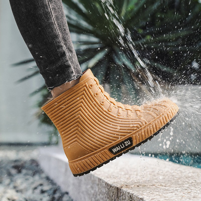 Versatile Casual Short-barreled Waterproof Shoes Men Women Lined With Fleece Warmth Anti-slip Wear-resistant Outdoors Rain Boots