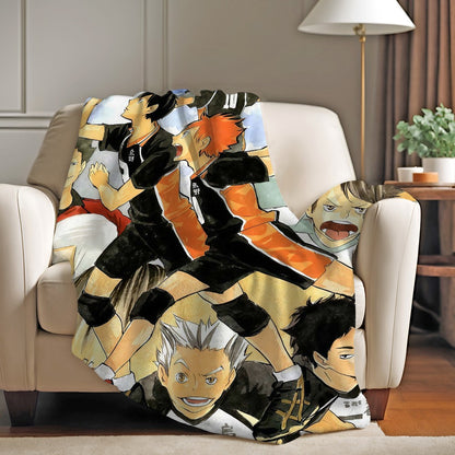 Volleyball Anime H-Haikyu!! Blanket For Sofa Office Bed Plane Travel Sleep Read Relax Camping Soft And Warm