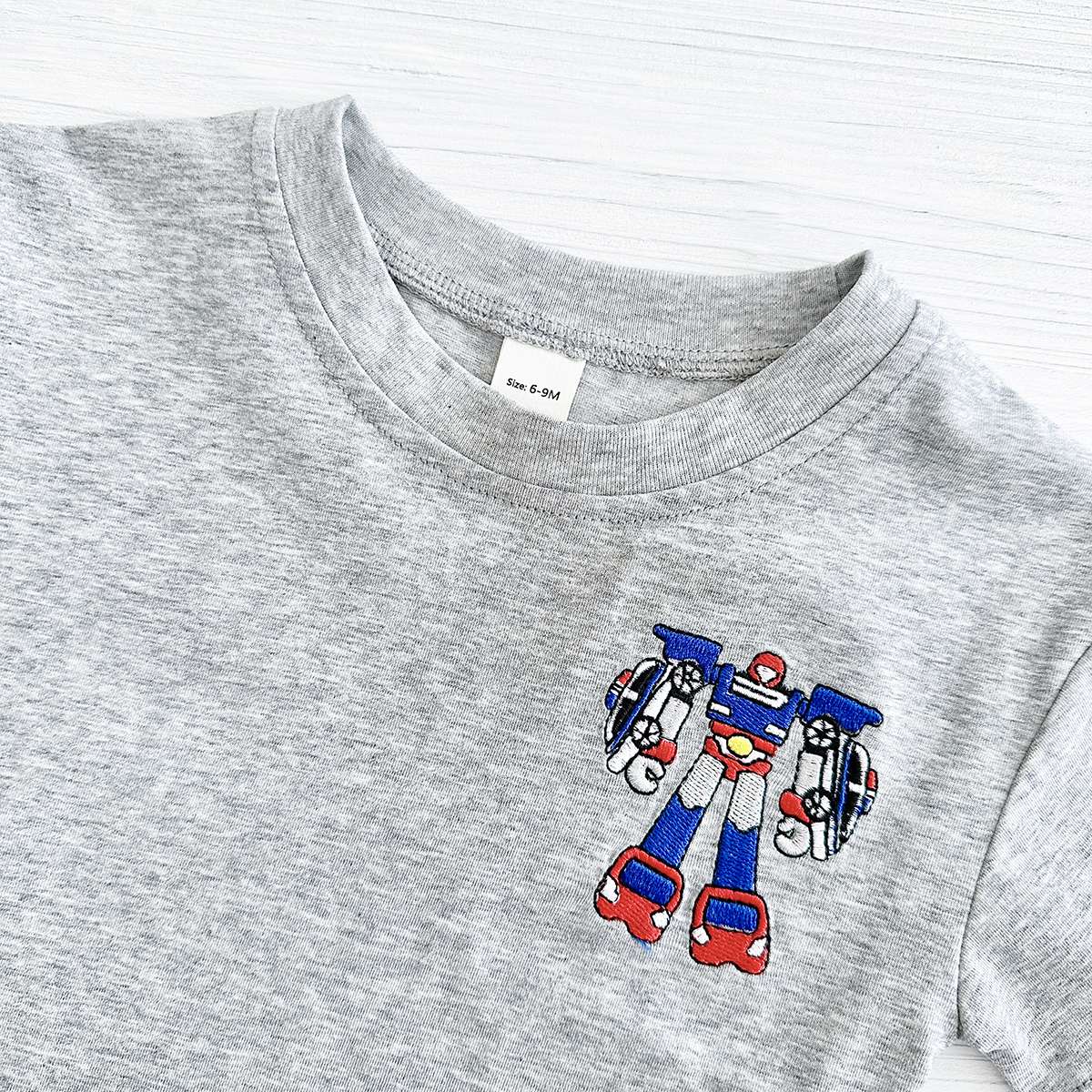 2025 Summer New Baby Clothes Infant Robot Embroidery Top+Bottom Set Baby Boys Girls Casual Baby Set Newborn Baby Clothes 2Pcs