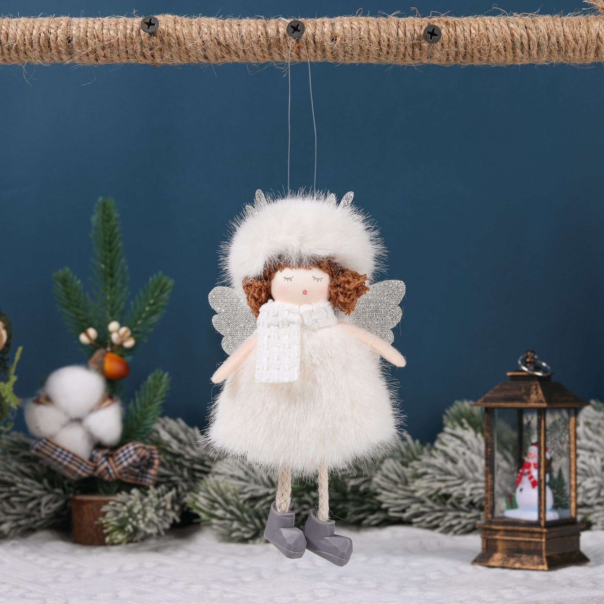 Christmas plush antlers angel girl pendant Christmas tree pendant creative doll pendant gift