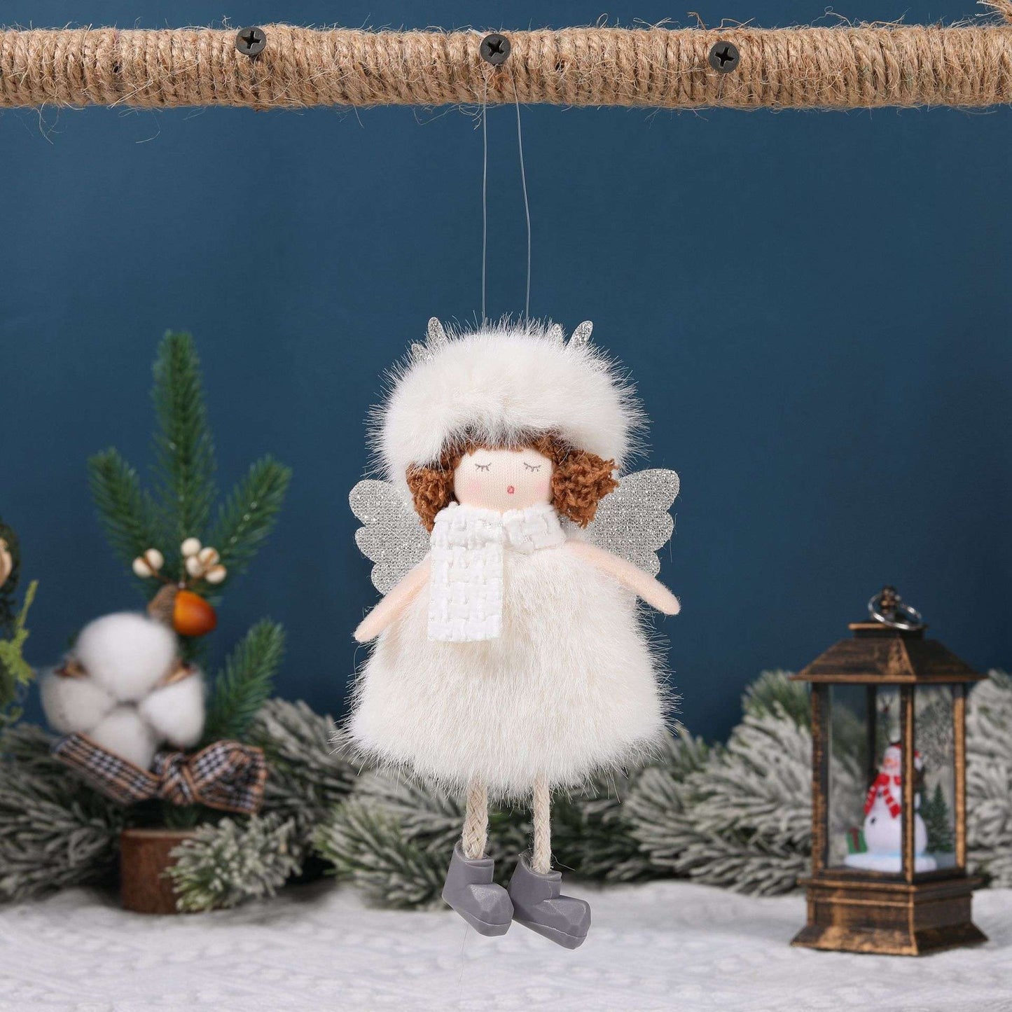 Christmas plush antlers angel girl pendant Christmas tree pendant creative doll pendant gift