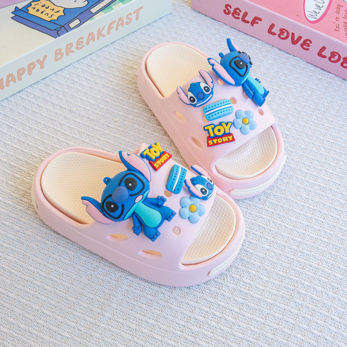Disney Stitch Cartoon Slipper Cute Anti-slip Children's Slippers Boys and Girls Summer Shower Slippers Soft Sole Baby Babouche