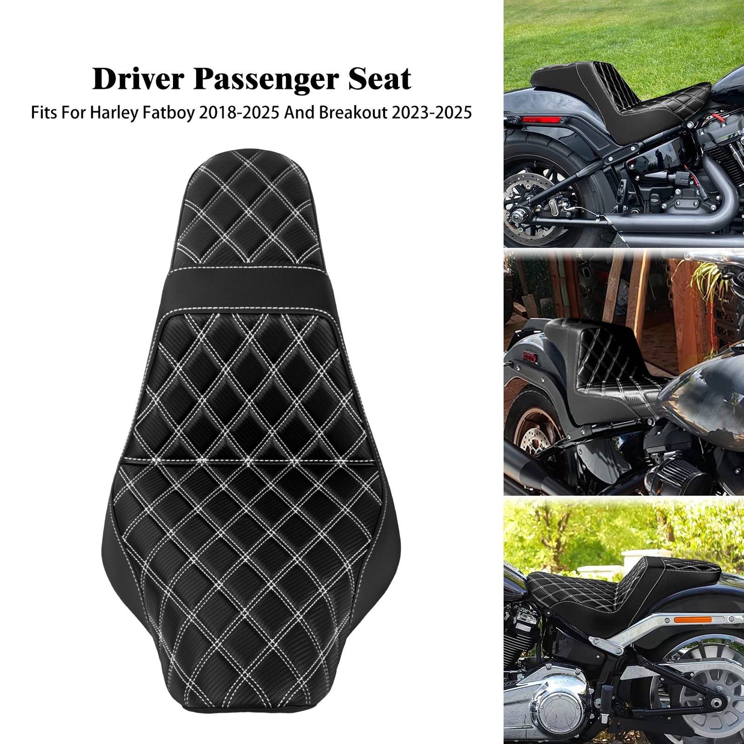 Banco do passageiro do motorista de duas pessoas da motocicleta Selim do piloto Banco dianteiro e traseiro para Harley Softail Fat Boy 2018-2025 Breakout FXBR 2023-25