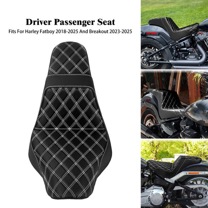 Banco do passageiro do motorista de duas pessoas da motocicleta Selim do piloto Banco dianteiro e traseiro para Harley Softail Fat Boy 2018-2025 Breakout FXBR 2023-25