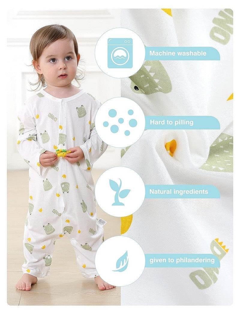 MICHLEY 3pcs Baby Short-Sleeve Rompers Long-Sleeve Jumpsuit Bodysuit Soft White Cartoon Infant Clothes Overalls  For Boys Girls