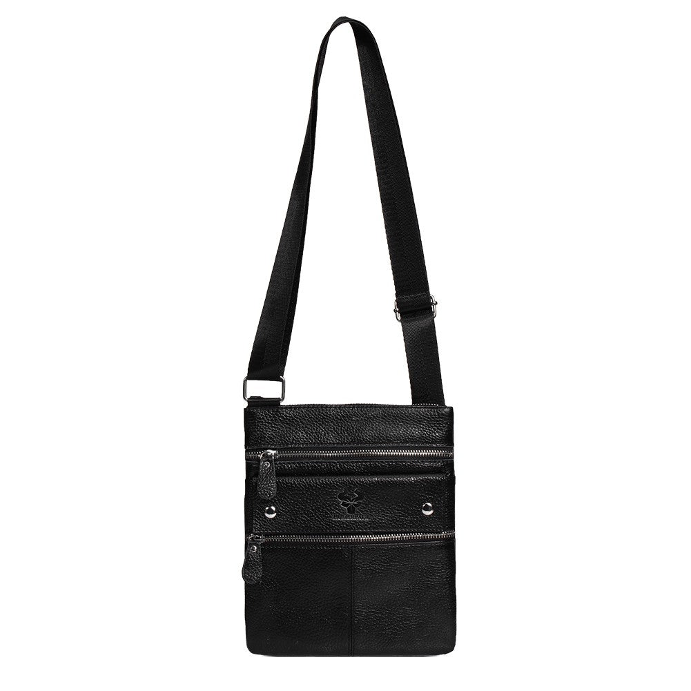 HUMERPAUL Genuine Leather Men's Crossbody Bags Large Capacity Shoulder Sling Bag Multifunction Short Travel Messenger Pack