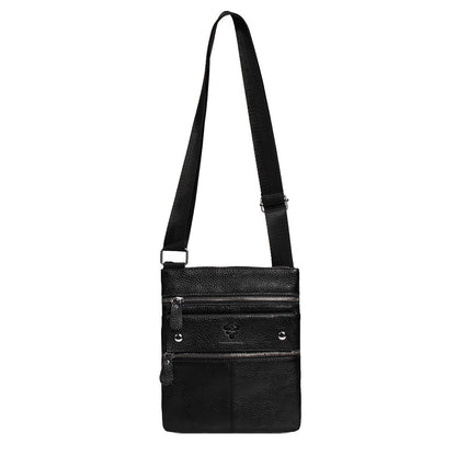 HUMERPAUL Genuine Leather Men's Crossbody Bags Large Capacity Shoulder Sling Bag Multifunction Short Travel Messenger Pack