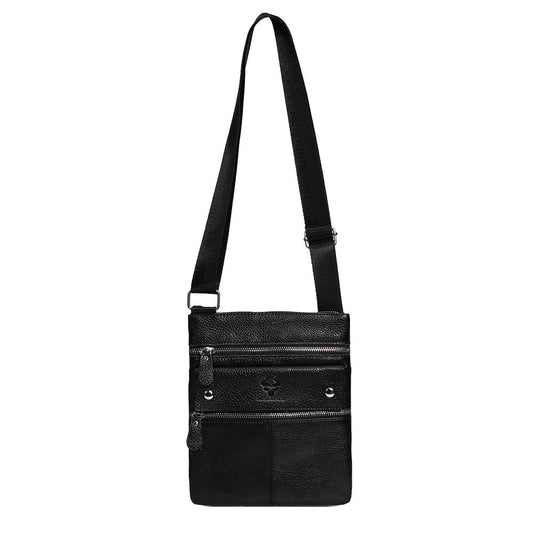 HUMERPAUL Genuine Leather Men's Crossbody Bags Large Capacity Shoulder Sling Bag Multifunction Short Travel Messenger Pack