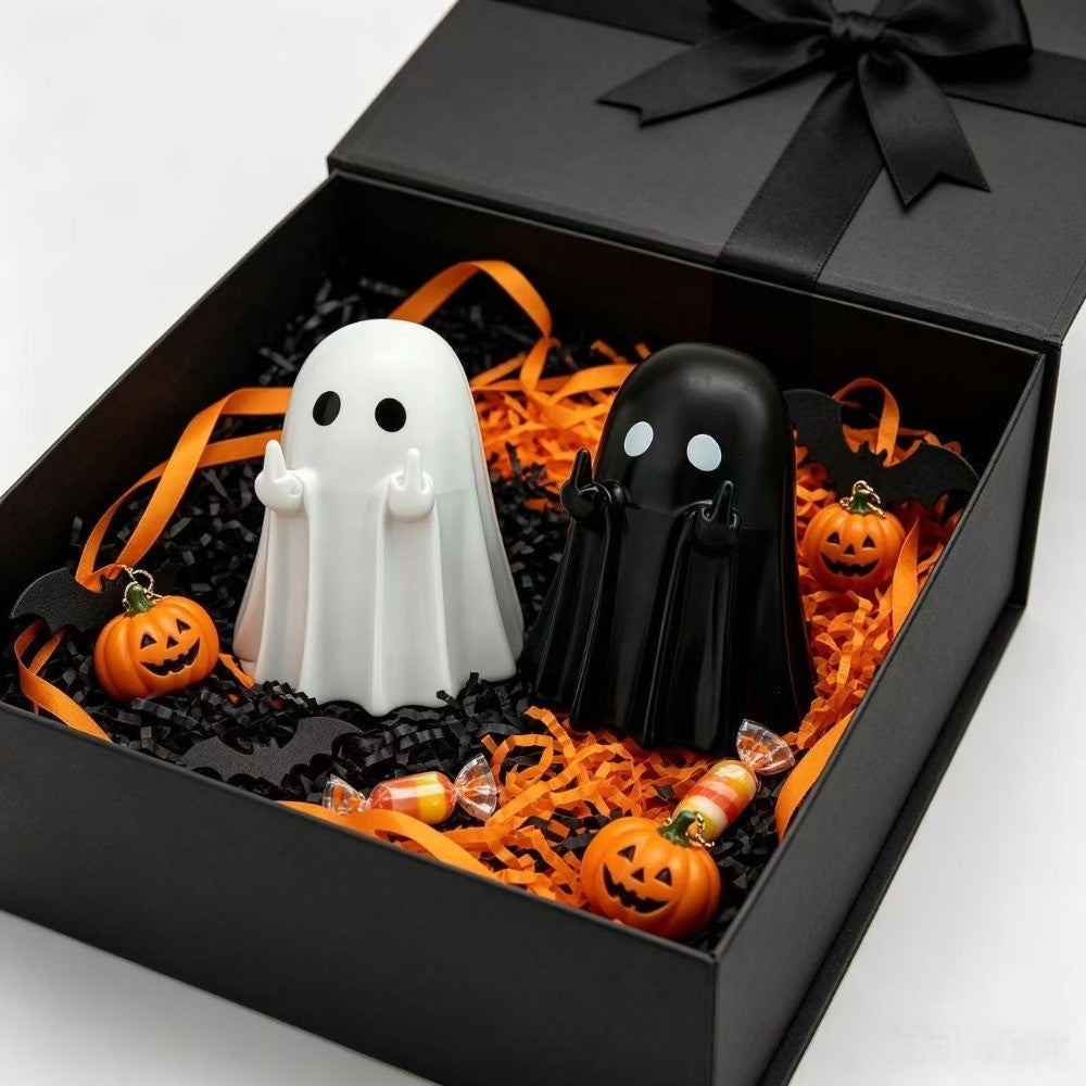 1-5Pcs Cute Middle Finger Ghost Statue, Halloween Ghost Festival Carnival Party Favors, Decoration Ornaments, Gift Bag Fillers