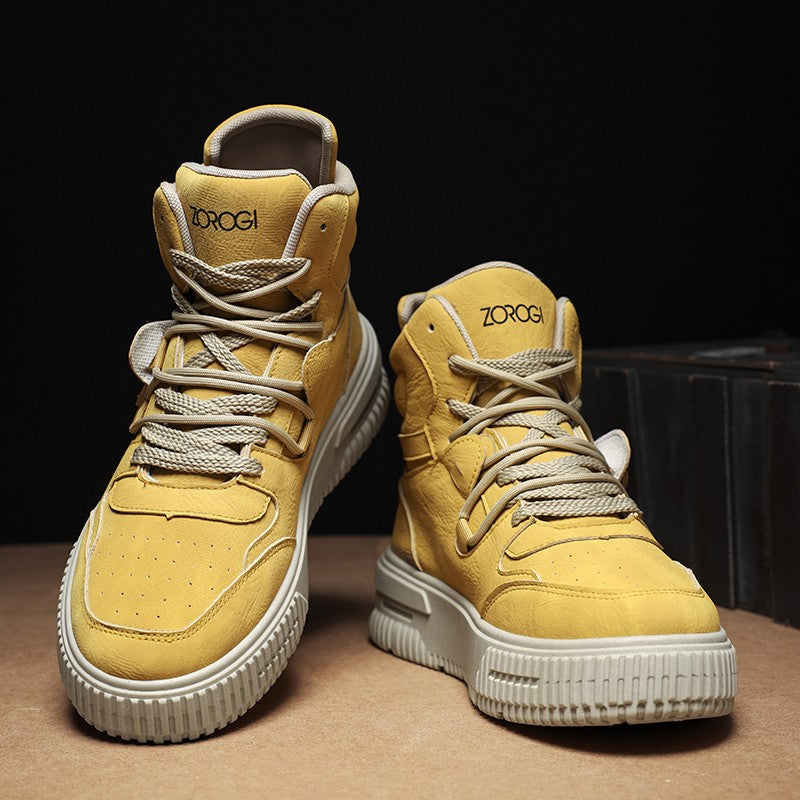 Fashion Leather Ankle Boots Men's Skate Sneakers Comforty Non Slip Wear Resistant Sole Winter Boots Preppy Street Casual Shoes