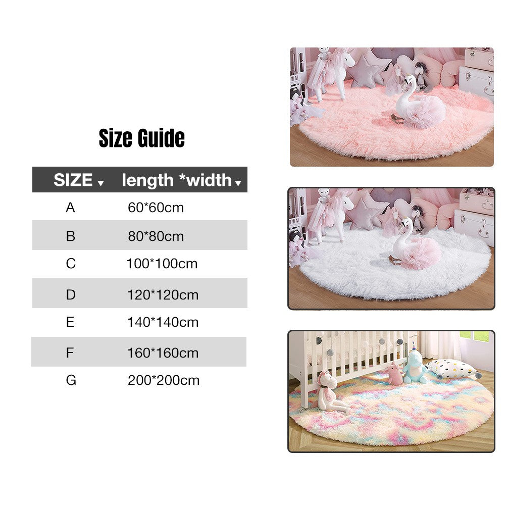 Pink Round Rug for Girls Bedroom,Fluffy Circle Area Rug for Kids Room,Furry Shaggy Carpet for Living Room100/120/140/160