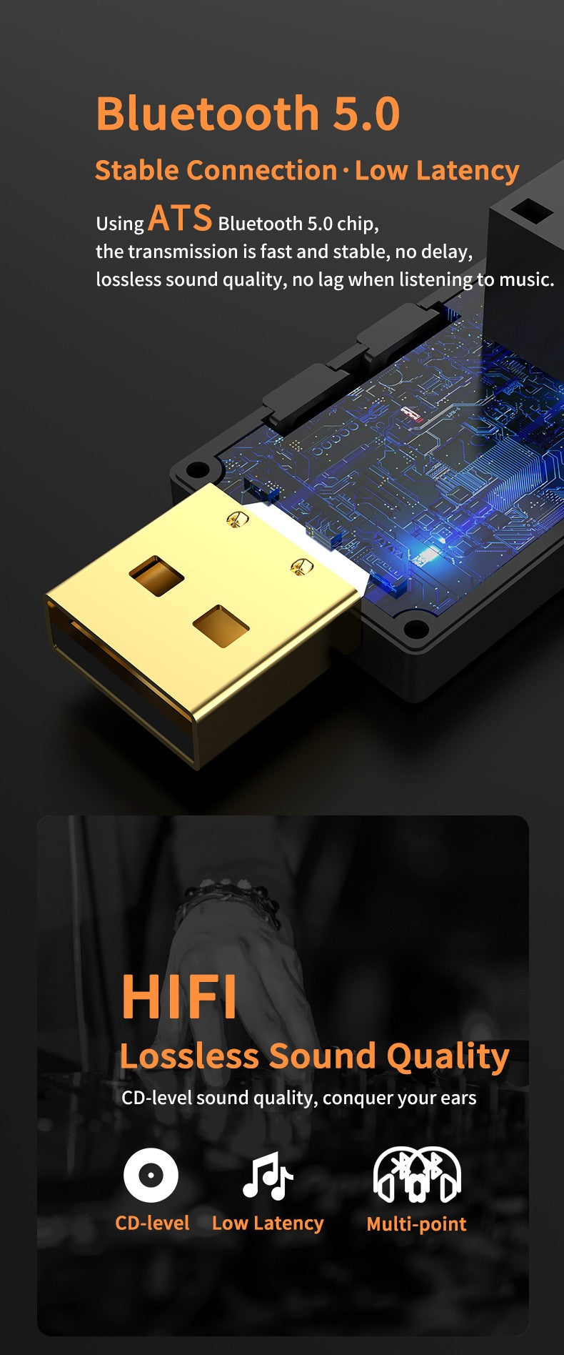 USB Optical Wireless Bluetooth 5.4 Transmitter 2 in 1 Audio Adapter Low Lantency For TV PC PS3/PS4/Xbox Wireless Audio Adapter