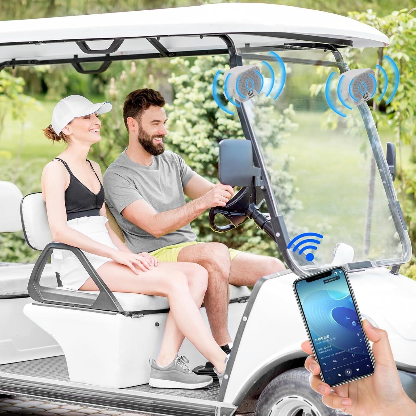 Alto-falantes Bluetooth marinhos à prova d'água Herdio 4" 100W para serviço pesado, montados em superfície para trailer, minicarregadeira, quadriciclo, UTV, RZR, carrinho de golfe