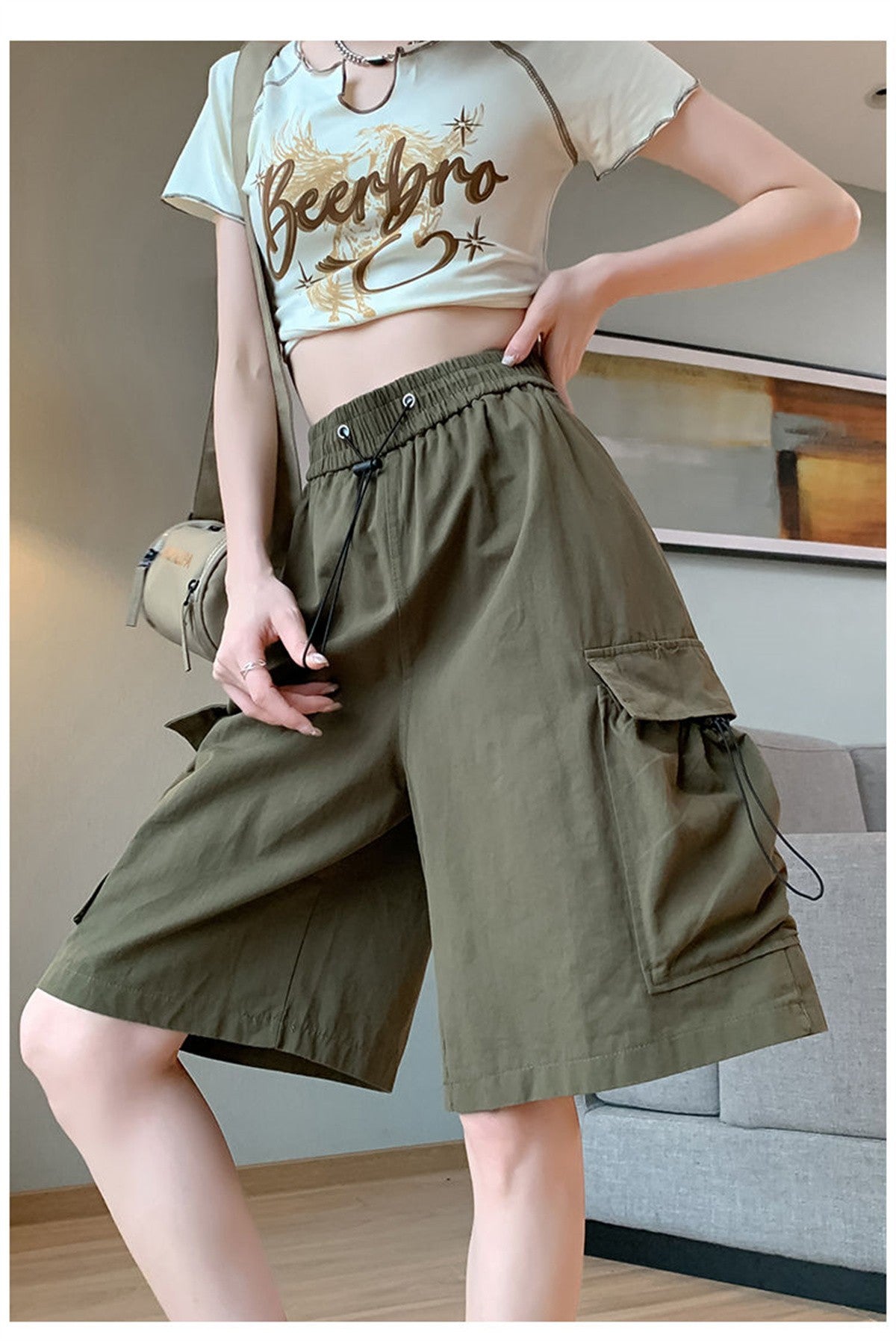 Solid Breathable Shorts Summer Women Fashion Trendy Brand Lightweight Drawstring Basketball Sports Fitness Large Middle Pants