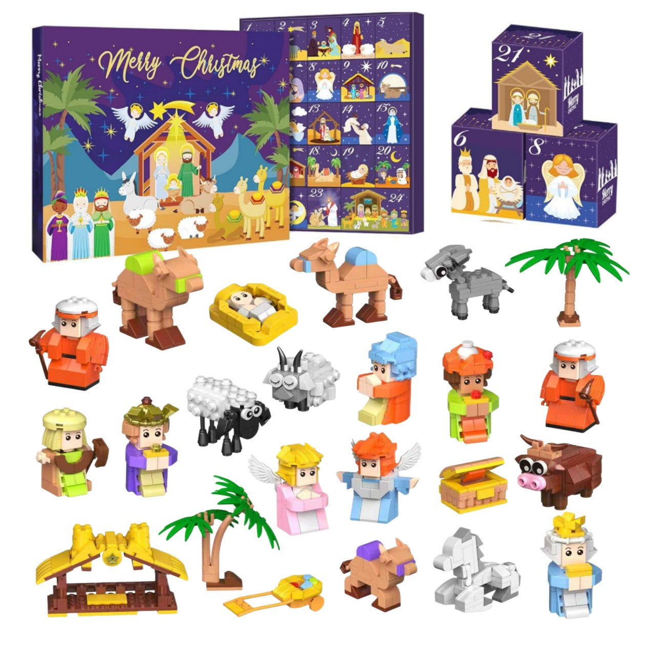 DIY Christmas Advent Calendar Gift Box Nativity Jesus Bricks Toys 24days Countdown Advent Calendars Christmas Home Decoration