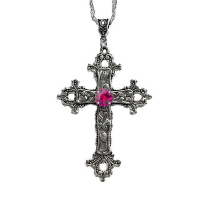 Gothic Cross Necklace For Women Men Punk Hollow Flower Cross Charms Choker Chain Vampires Pendant Jewelry Party Accessories Gift