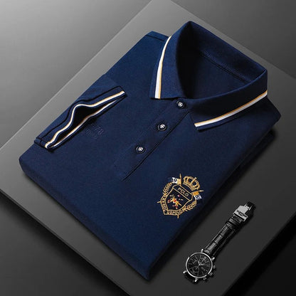 summer Men's Casual Embroidery Short Sleeve Polo Shirt New Fashion Solid Color Top