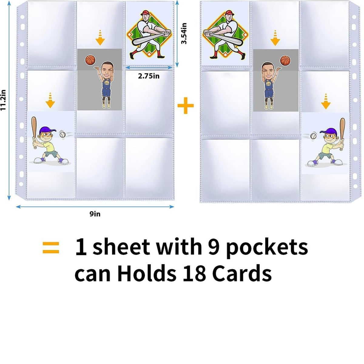 Pacote de 50 a 250 Protetores de Página de 9 Bolsos Mangas de Cartão Suporte Dupla Face Páginas de Álbum Adequado para Cards de YuGiOh MTG Jogos Esportivos