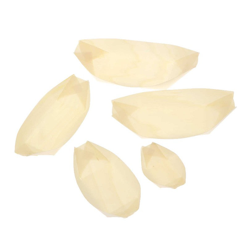 Bandejas de Alimentos 50pçs Barco de Madeira para Sushi Bambu Natural Descartável Caiaque Salada Sobremesa Bolo de Pinheiro Barco Tigela de Lanche Tapete Bandeja de Prato de Sushi
