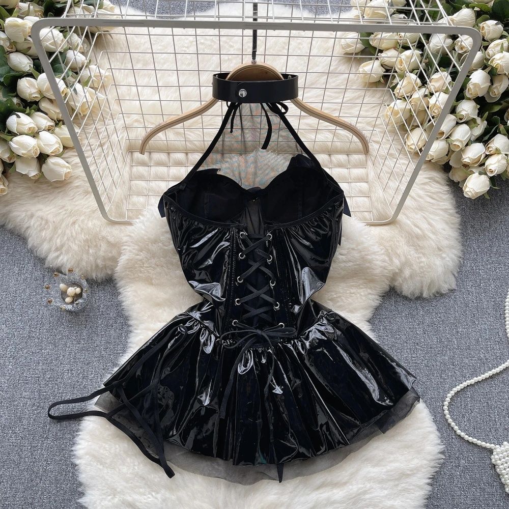 Bunny Complete Maid Cosplay Costume Set Ruffle Cosplay Vacation Halloween Outfit Halter Dress Set Outfit Costume Play Occasions