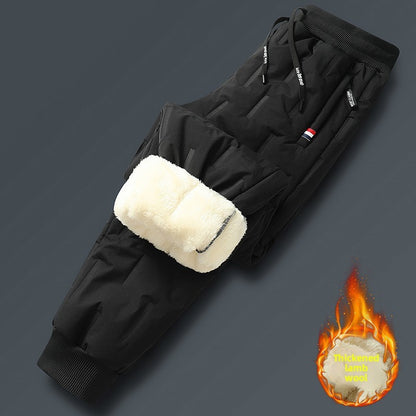 Men's Cargo Trousers Man Pants Plus Sweatpants Large Size Winter Warm Fleece Outer Y2k Alo Black Wear Thickened Baggy