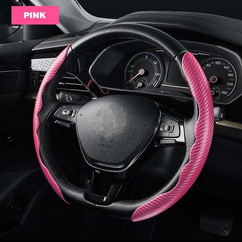 Capa Universal de Volante Antiderrapante de Fibra de Carbono para Carro, Capa Auxiliar de Volante para Carro, Acessórios Antiderrapantes