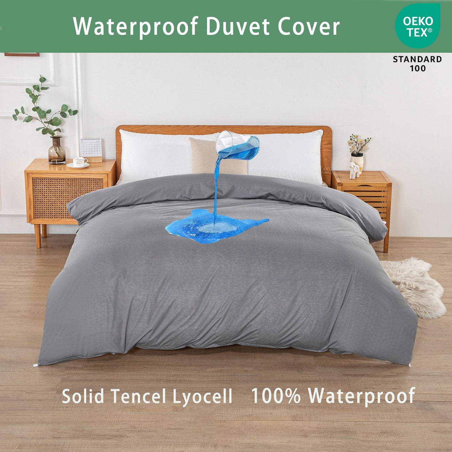 Lyocell Ice-Cool Bedding Cover Waterproof Duvet Cover for Hospital Elderly, Patient or Baby, Quilt Cover Cooling