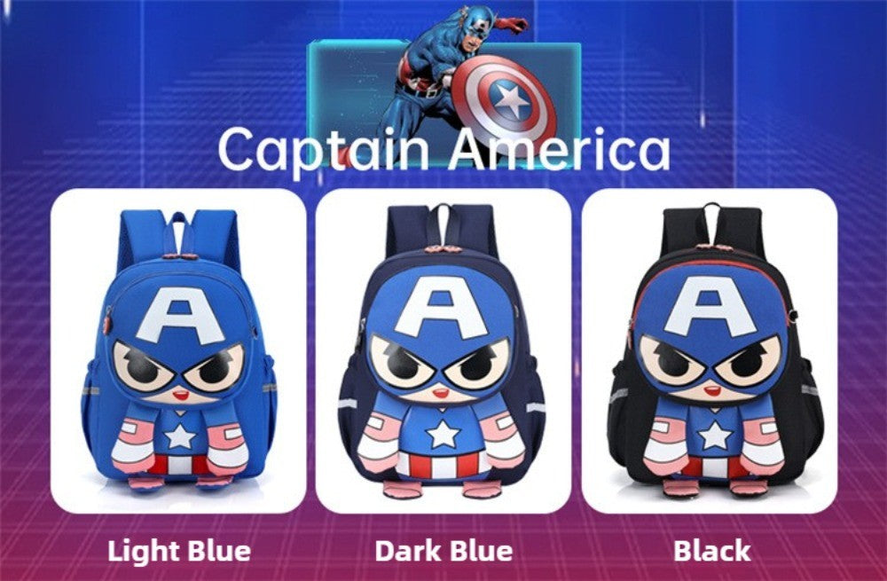 Mochila Infantil Escolar de Capitão América Homem Aranha Homem de Ferro Fofa Desenho Animado para Meninos Leve para Jardim de Infância