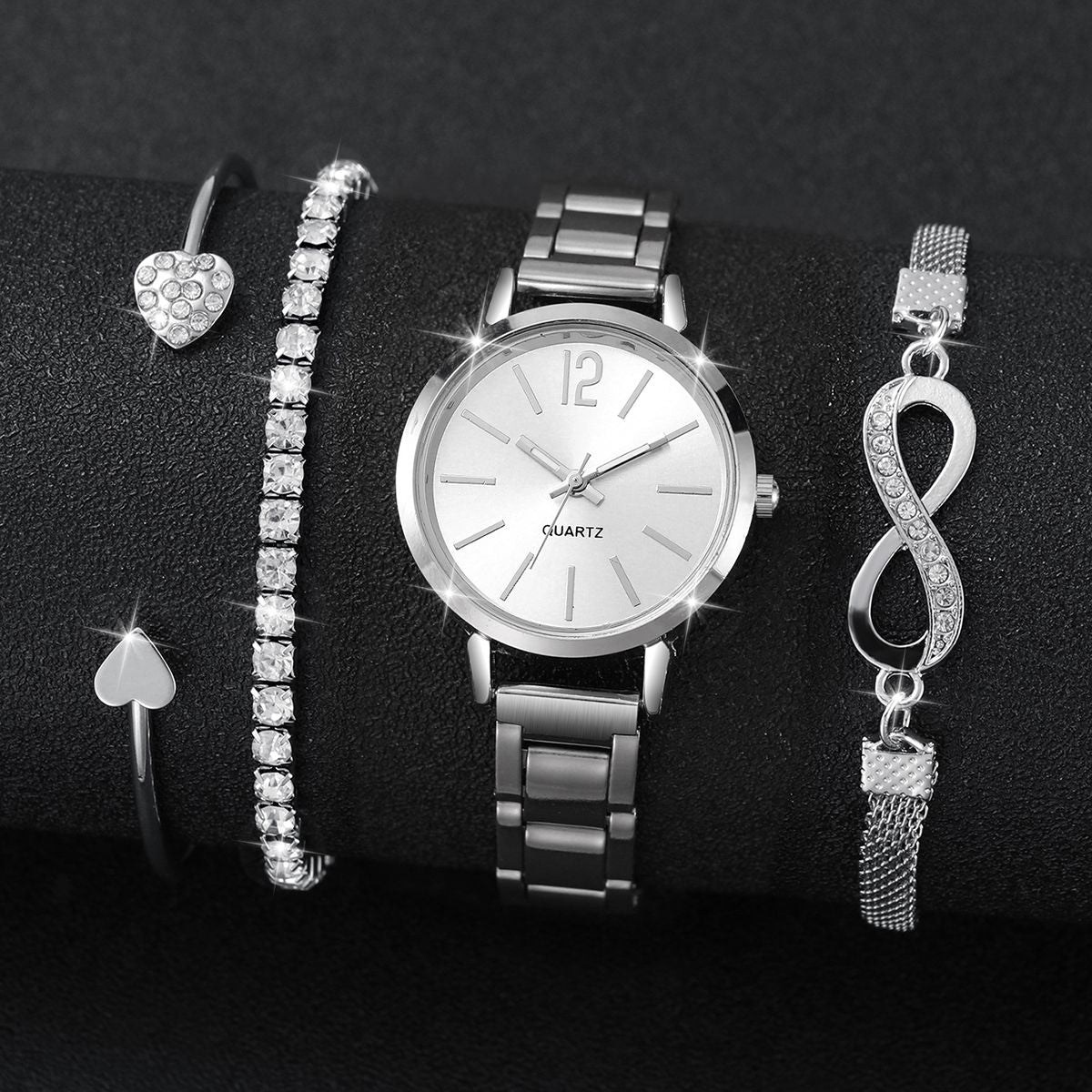 4pcs/set Women's Light Luxury Elegant Quartz Temperament Watch Casual Sports Style Quartz Watch With Bracelet (Box Not Included)