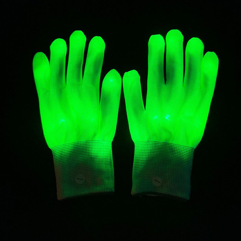 1Pair LED Gloves Neon Glowing Halloween Party Light Props Luminous Flashing Skull Gloves Stage Costume Glow Party Supplies