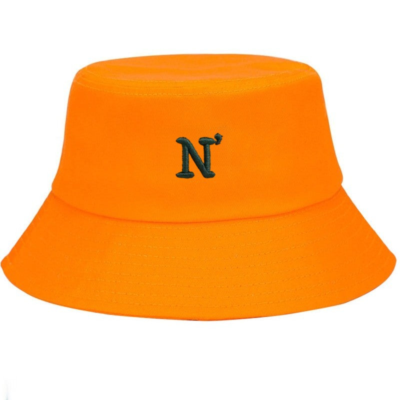Chapéu Bucket de Algodão com Letra "N" para Homens e Mulheres Chapéu de Pescador Ajustável Estilo Simples Proteção Solar Suave Casual para o Dia a Dia ao Ar Livre Presente