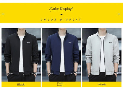 Spring Autumn New Men Lapel Jacket Coats Fashion Fabric Comfortable Breathable Sweat Absorption Comfortable Slim Version Coats