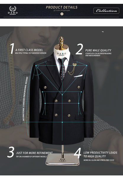 DAROuomo 2025  Men Suit Slim Fit Formal Business Work Wear Suits 2Pcs Set (Jacket+Pants)DR8211