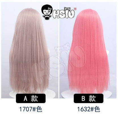 ?HSIU Brand?26 Colors 60cm Long Straight Hair Pink Gray  White purple Black pink Fiber synthetic wig + Free brand wig net