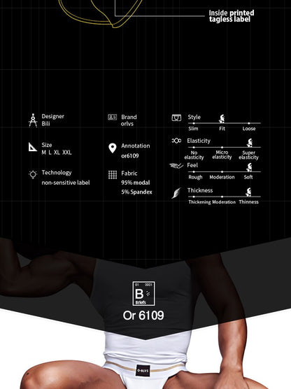 ORLVS Briefs Male Seamless Hip Design Mens Underwaer Super Large Wide 5cm Elastic Band Independent Codpiece Boy Short Pants