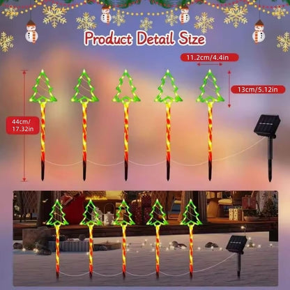 5PC/set Solar Candy Christmas Tree Garden Lights Outdoor Waterproof Lawn Lamp LED Decoration Stake Lights For Yard Festive Party