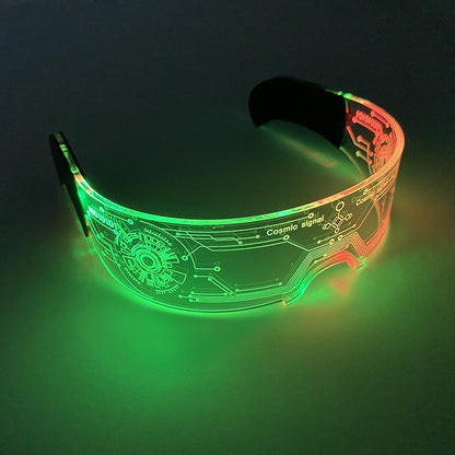 Led Luminous Glasses Bar Masquerade Concert Rave Goggles Rainbow Space Robot Futuristic Led DJ LIGHT Glasses Star Y2k Glasses